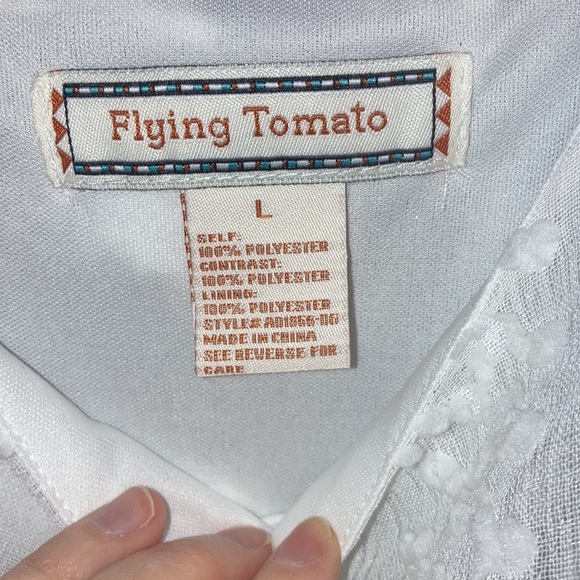 NWT Size Large, White, Flying Tomato, Swiss Dot, A Line Dress - Picture 4 of 9